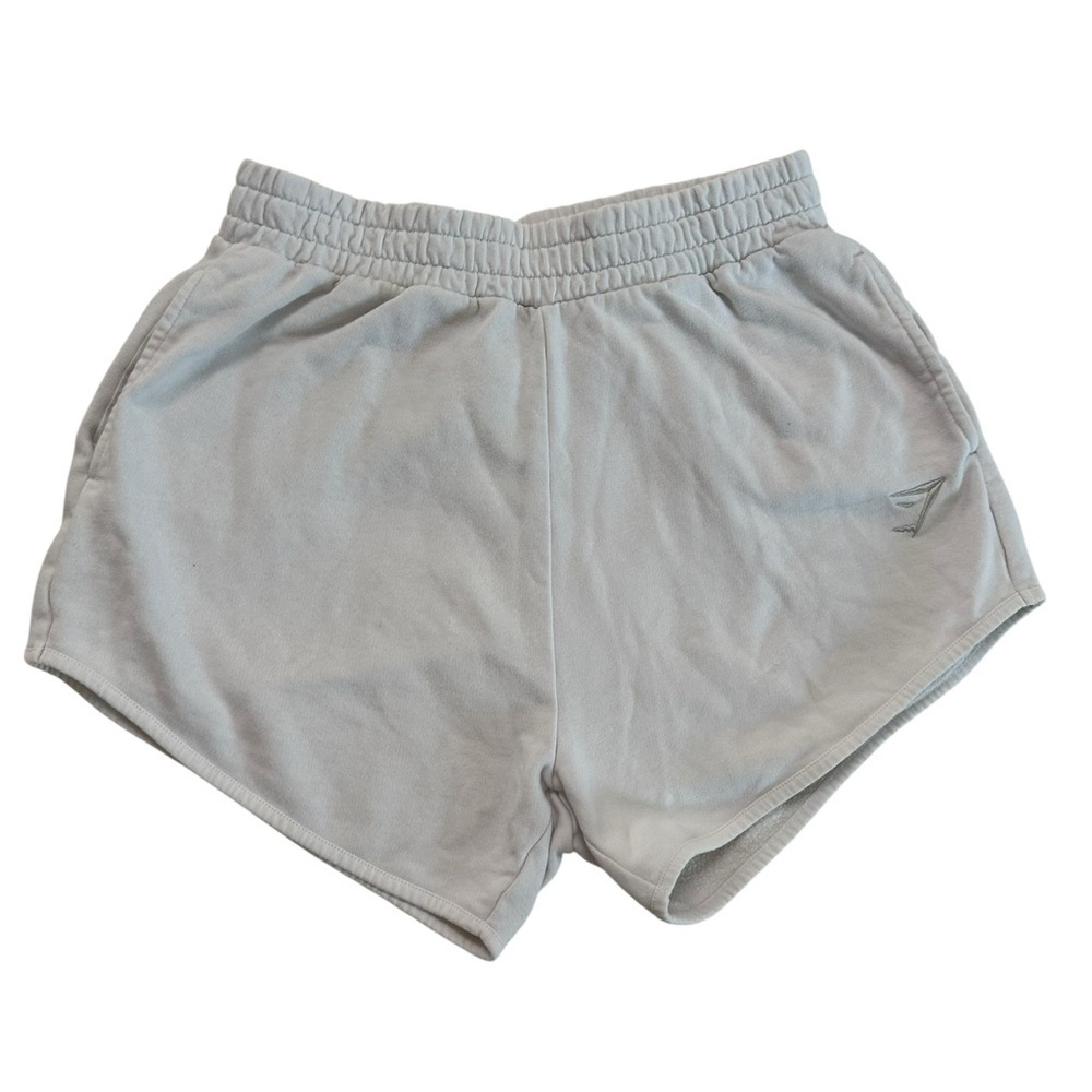 Gymshark Cotton Blend High Rise Lounge Wear Shorts with Pockets M tan